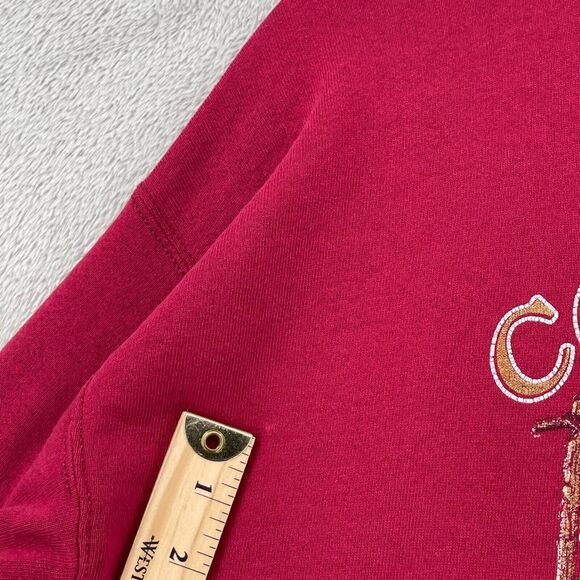 Vtg Colorado Sweatshirt Adult L Red The Last Great Place Log Cabin Western 90s - Picture 13 of 14